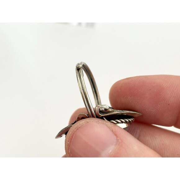 White Quartz Stone Southwest Style Silver T Adjustable Vintage Ring - sz 7 - Picture 10 of 10